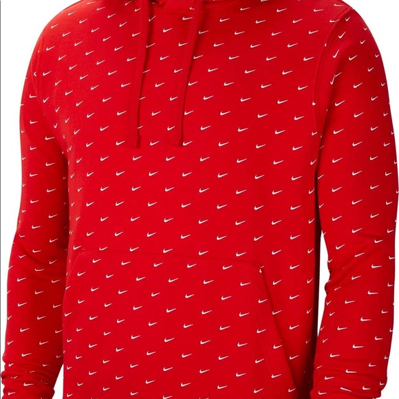 Nike | Shirts | Red Nike Swoosh Allover Hoodie | Poshmark